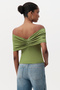 Off-The-Shoulder Slim Fit Knitted Blouse with Metal Buckle - 4