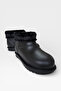Round toe women's furry short rain boot black - 6