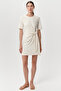 Crew Neck Waist-Tied Mini Regular Knitted Dress