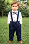 2-Piece Long Sleeve Men's Suit with Ribbon Bow Tie and Salopet - 2