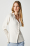 Women's Lauren Special Yarn Mercerized Look Peplum Cream Knitwear Cardigan - 2
