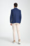 Alfredo Men's Indigo Mono Collar Linen Patterned Slim Fit Sports Blazer Jacket - 7