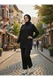 Women's Islamic Clothing Crew Neck Tunic with Side Slits Top and Bottom Set - 2