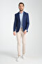 Alfredo Men's Indigo Mono Collar Linen Patterned Slim Fit Sports Blazer Jacket - 6
