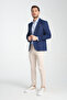 Alfredo Men's Indigo Mono Collar Linen Patterned Slim Fit Sports Blazer Jacket - 8