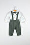 2-Piece Long Sleeve Men's Suit with Ribbon Bow Tie and Salopet