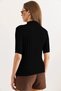 Women's Black High Neck Thick Ribbed Short Sleeve Knitwear Blouse Blz-19003184 - 4