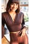 Women's Long Sleeve Crop Chest-Cut Out Body Lycra Micro Fabric Body Balloon - 2