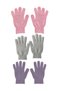 3 Pairs of Bath Scrub Exfoliating Gloves – Body Scrub Shower Gloves (Pink-Grey-Purple)