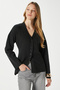 Women's Lauren Special Yarn Mercerized Look Peplum Black Knitwear Cardigan - 2