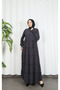 Long Ferace with Layers and Flounces on the Front with Zipper Closure, Gray Hnt7028 - 3