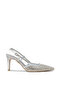 Women's Stone Detailed Silver Color Slingback Stiletto