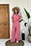 Pleated Front Shirt Collar Double Linen Set