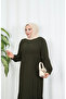 Skirt and Sleeves Gathered Ferace Khaki Hnt7057 - 6