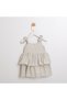 Striped Fabric Girls' Dress with Wooden Buttons - 2