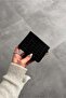 Crocodile Patterned Black Velina Minimal Wallet with Keychain and Card Holder Detail - 6