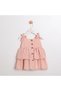 Striped Fabric Girls' Dress with Wooden Buttons