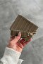 Crocodile Patterned Mink Velina Minimal Wallet with Mink Keychain and Card Holder Detail - 4