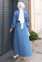 Zippered Elastic Waist Denim Dress Light Denim Msv19240 - 4