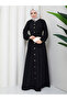 WOMEN'S GOLD BUTTONED CREPE DRESS HIJAB - 5