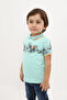 Boy's Printed Polo Neck Buttoned Short Sleeve T-Shirt - 2