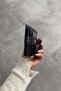 Crocodile Patterned Navy Blue Velina Minimal Wallet with Keychain and Card Holder Detail - 4