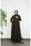 Long Robe with Zipper Front and Layered Flounces Haki̇ Hnt7028 - 2