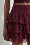 Women's Flowy Lace Skirt with Shorts – Burgundy - 5