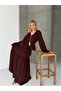 Viscose Fabric Zipper Detailed Top and Bottom Set Brown - 3