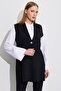 Waist-Tie Rayon Vest Black - 2