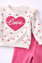 Baby girl seasonal tracksuit set with heart pattern, 2-thread, non-raising, 3-12 months - 5