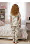 Front Buttoned Leaf Patterned Cotton Pajama Set - 2