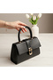 Women's Hand and Shoulder Bag with Black Leather Accessories - 3