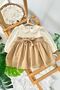 My Little One (9-24 Months) Vintage Baby Girl Dress with Embroidered Collar and Bow Belt - Cream
