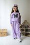 Girl's Purple Long-Sleeved Two-Piece Set with Butterfly Details - 2