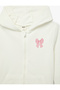 Bow Detailed Long Sleeve Hooded Cotton Zippered Sweatshirt - 3