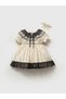 Baby Girl Vintage Brooch Detailed Ruffled Collar Dress