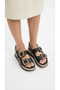 Thick Square Double Gold Buckle Detailed High Heel Ankle Buckle Women's Summer Sandals - 2