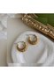Antique Gold Color Embossed Heart Pattern Vintage Steel Earrings
