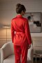Soft Glow Shirt Collar Satin Pajama Set - 2