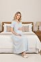 New Season Blue Short Sleeve Button Detailed Design Summer Maternity Nightgown - 8