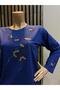Women's Middle Age and Above Round-Neck Viscose Colorful Embroidered Stoned Lycra Mother Combed Cotton Blouse - 2