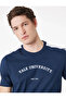 Tricou pentru bărbați, cu imprimeu, licențiat, Yale, albastru marin 6SAM10031MK