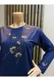 Women's Middle Age and Above Round-Neck Viscose Colorful Embroidered Stoned Lycra Mother Combed Cotton Blouse - 2