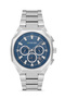 Men's Wristwatch Quartz - Silver Steel Band, Blue Dial Cornered Case Silver Detailed Dm-00106G-A3