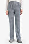 G2169Axnv241 Navy Blue Pajama Set Regular Fit Teddy Bear Long Sleeve Top Checkered Long Bottom - 4