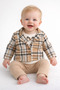 Baby Boy Jacket, Bow Tie, 3-Piece Set, Holiday Cotton, Special Day Plaid Pattern