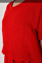 Women's Italian Red Plain Patterned Mesh 100% Cotton Lined Midi Dress - 3