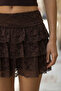Women's Flowy Lace Skirt with Shorts – Brown - 4