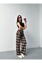 Women's Scottish Plaid Trousers with Scarf Detail and Tailored Fit - 7